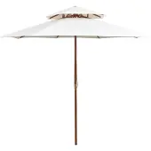 vidaXL Parasol à deux étages avec poteau en bois blanc crème
