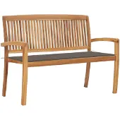 vidaXL Banc de jardin empilable avec support 128,5 cm bois massif teck
