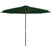 vidaXL Parasol avec mât en bois 350 cm vert