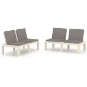 vidaXL Bancs de jardin avec coussins 2 pcs. Plastique blanc
