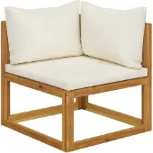 vidaXL Canapé d'angle modulaire avec coussins blanc crème Acacia massif