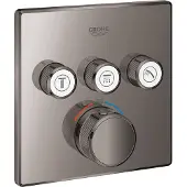 GROHE Thermostat GROHTHERM SMARTCONTROL carré, 3 vannes d'arrêt hard graphite