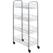 Metaltex 340634 Pisa Chariot multi-usages à 4 niveaux / étagère roulante, hauteur 84 cm