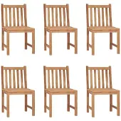 vidaXL Chaises de jardin 6 pcs. Bois massif teck