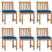 vidaXL Chaises de jardin 6 pcs. avec coussins teck massif