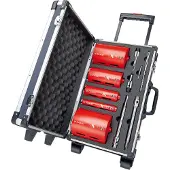 Carat HTESET0000 CDCE - Set De Couronnes Pour Matériaux Abrasifs - 32 / 52 / 82 / 112 / 132 Mm + Rallonges Dans Coffret