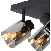 Lucide Lampe de plafond Alion Noir 4 clairs avec verre fumé