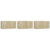 vidaXL Meubles TV suspendus 3 pièces chêne Sonoma 60x30x30 cm