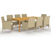 vidaXL Ensemble de jardin 9 pièces Beige