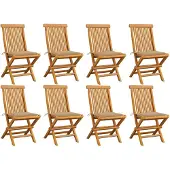 vidaXL Chaises de jardin avec coussins beiges 8 pcs. Bois massif teck