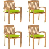 vidaXL Chaises de jardin empilables avec coussins 4 pcs. Bois massif teck