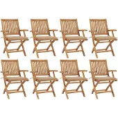 vidaXL Chaises de jardin pliantes avec coussins 8 pcs. Bois massif teck