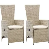 vidaXL Chaises longues de jardin 2 pcs. avec coussins Poly Rattan Beige