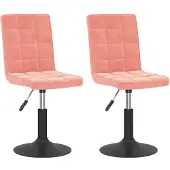 vidaXL Chaise de salle à manger 2 pcs. Pivotant Rose Velours