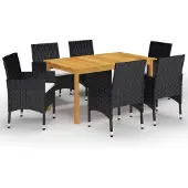 vidaXL Ensemble de jardin 7 pièces noir