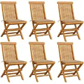 vidaXL Chaises de jardin avec coussin beige 6 pcs. Bois massif teck