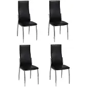 vidaXL Chaise de salle à manger 4 pcs. noir similicuir