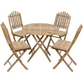 vidaXL Salon de jardin 5 pièces avec coussins Pliable Bambou