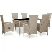 vidaXL Ensemble de jardin 7 pièces avec coussins Poly Rattan Beige
