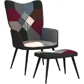 vidaXL Chaise de relaxation avec tabouret Patchwork Tissu