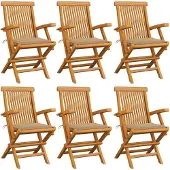 vidaXL Chaises de jardin avec coussin beige 6 pcs. Bois massif teck