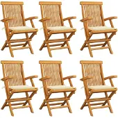 vidaXL Chaises de jardin avec coussins blanc crème 6 pcs. Bois massif teck