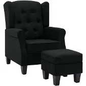 vidaXL Fauteuil avec repose-pieds Noir Tissu