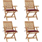 vidaXL Chaises de jardin pliantes avec coussins 4 pcs. Bois massif teck