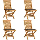 vidaXL Chaises de jardin avec coussins Taupe 4 pcs. Teck massif