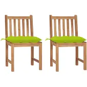 vidaXL Chaises de jardin 2 pcs. avec coussins teck massif