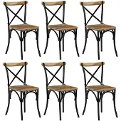vidaXL Chaises de salle à manger 6 pcs. noir mangue massif
