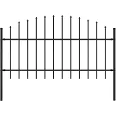vidaXL Clôture de jardin avec dessus en lance Acier 1,7 m Noir