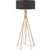 Good&Mojo - Lampadaire Kilimanjaro - gris foncé/bambou - Ø60cm pour salon, chambre à coucher
