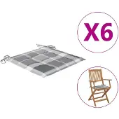 vidaXL Coussins de chaise de jardin lot de 6 carreaux gris 40x40x3 cm