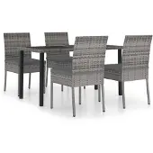 vidaXL Ensemble de jardin 5 pièces Poly rotin gris