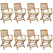 vidaXL 307496969, Terrasse, Siège rembourré, Acacia, Crème, Polyester, 540 mm