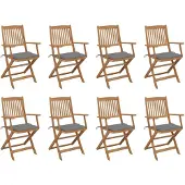 vidaXL Klappbare Gartenstühle mit Kissen 8 Stk. Massivholz Akazie