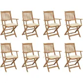 vidaXL Klappbare Gartenstühle mit Kissen 8 Stk. Massivholz Akazie