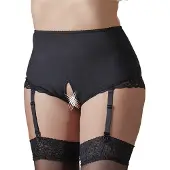 Cottelli Plus Size - Culotte ouverte avec porte-jarretelles (noir) - 3XL