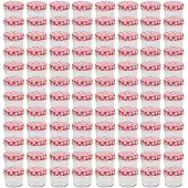 vidaXL Pots à confiture Couvercles blanc et rouge 96 pcs Verre 110 ml