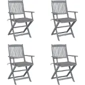 vidaXL Chaises de jardin pliantes 4 pièces avec coussin en bois massif d'acacia