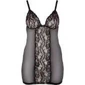 Cottelli collection - nuisette grande taille transparente en dentelle - noir - 3XL