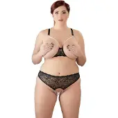 Cottelli collection Plus Size - ensemble soutien-gorge perlé - noir