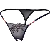 Cottelli collection String sans entrejambe avec strass rouges - Noir - L/XL