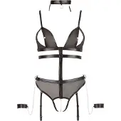 Cottelli collection Bondage - body ouvert à sangles et chaînes - noir - L
