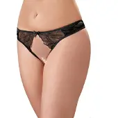 Erotic Treasure Crotchless String - Noir - M