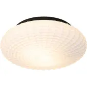 QAZQA Plafonnier classique noir avec verre opale 35 cm IP44 - Nohmi