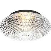 QAZQA Plafonnier classique noir avec verre fumé 35 cm IP44 - Nohmi