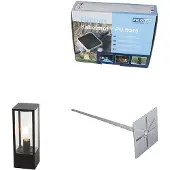 QAZQA Lampadaire d'extérieur noir 40 cm avec piquet de terre et presse-étoupe - Charlois
