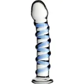 Icicles No. 5 - godemichet en verre spirale - transparent bleu